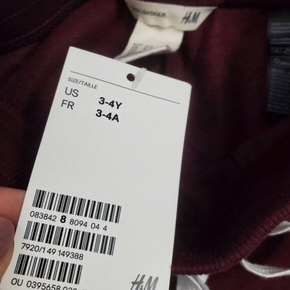 H&M Kids Joggers Cotton Burgundy - Picture 4 of 5